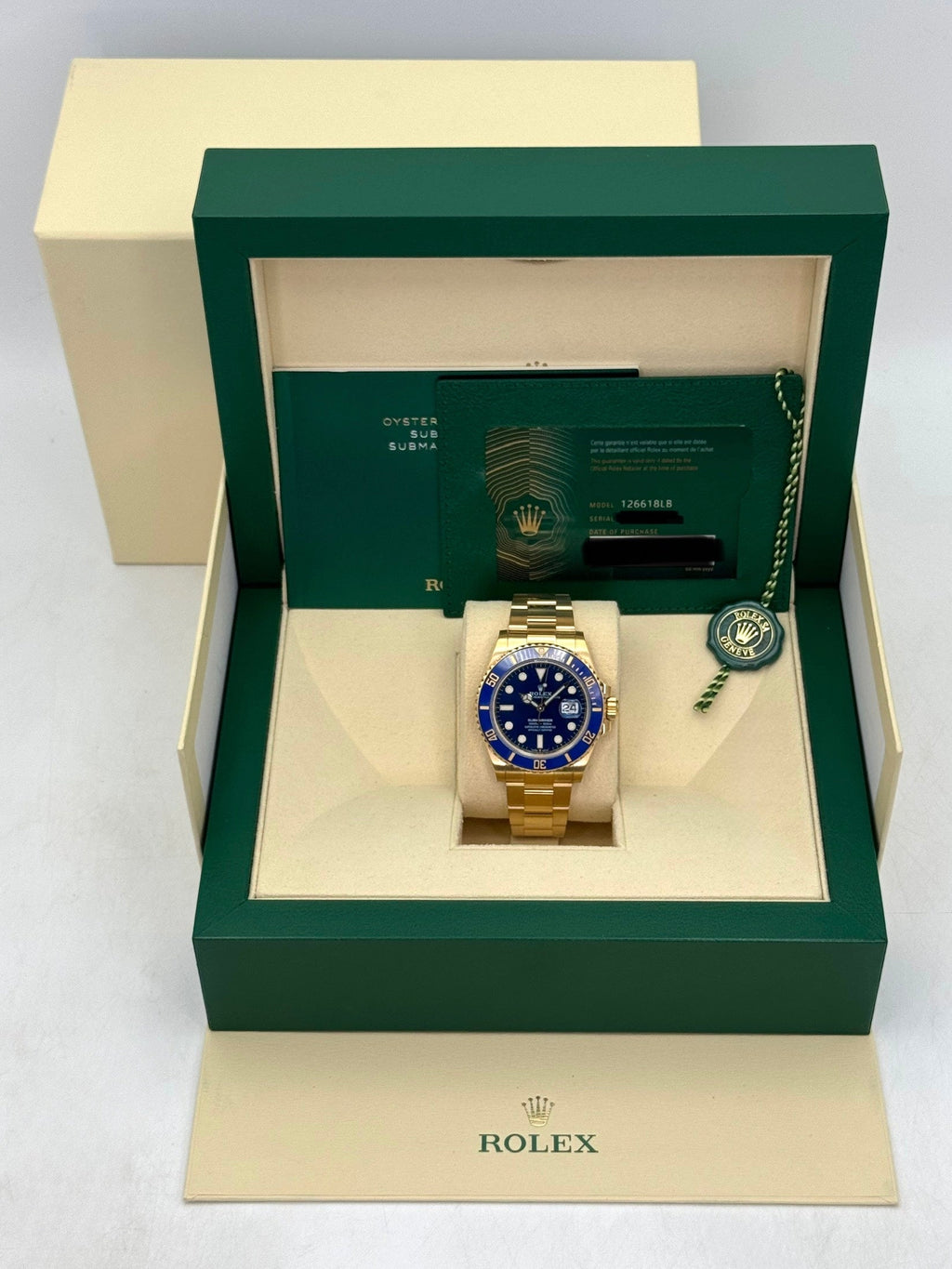2022 Rolex Submariner "Bluesy" 41mm 126618LB Yellow Gold Blue Dial