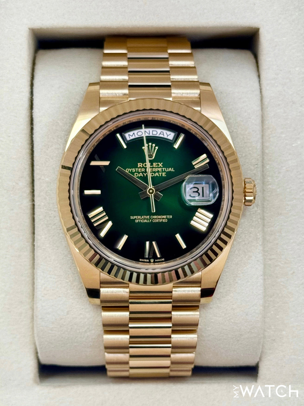 NEW 2025 Rolex Day-Date 40mm 228238 Presidential Green Ombre Dial