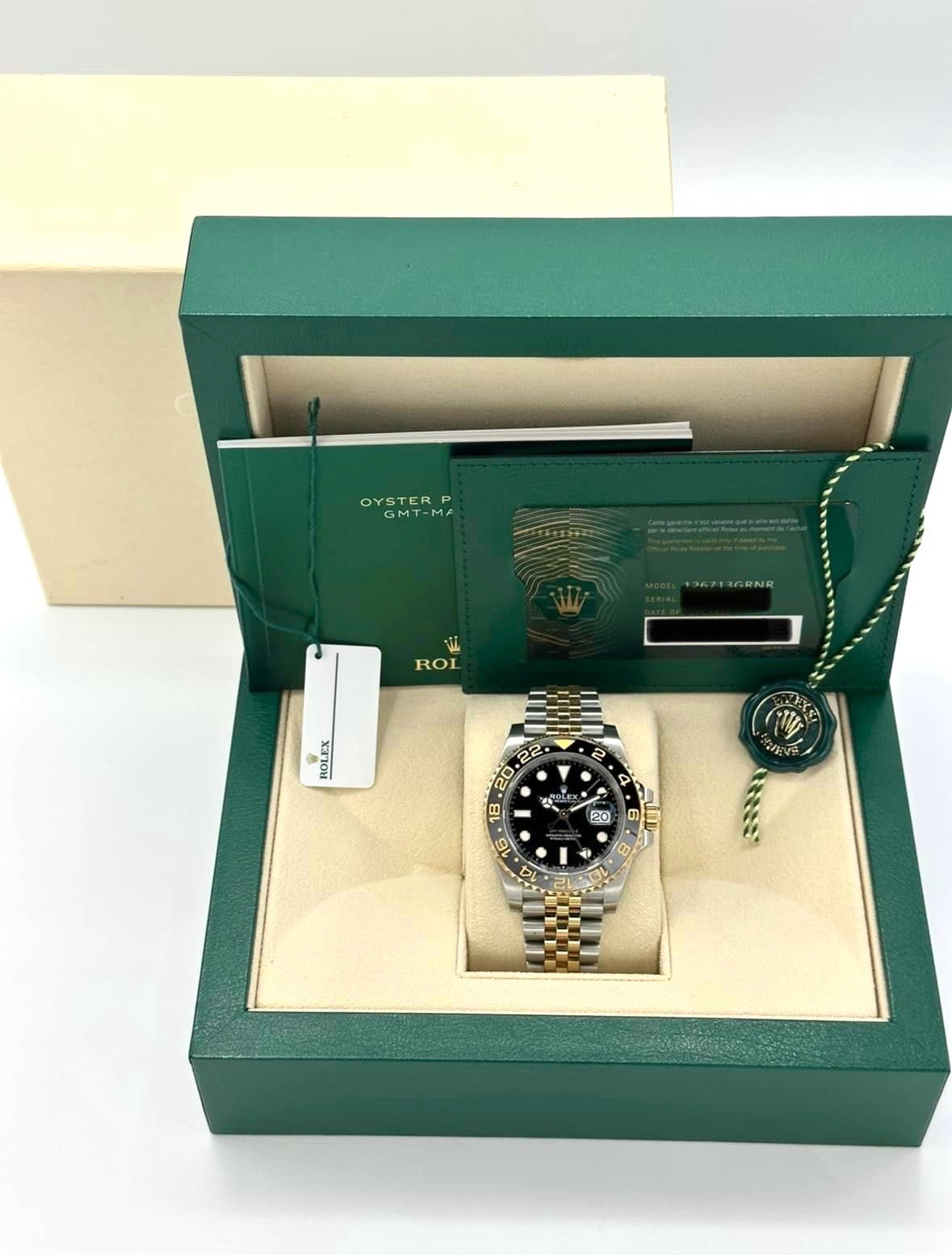 2023 Rolex GMT-Master II 40mm 126713GRNR Two-Tone Jubilee Black Dial