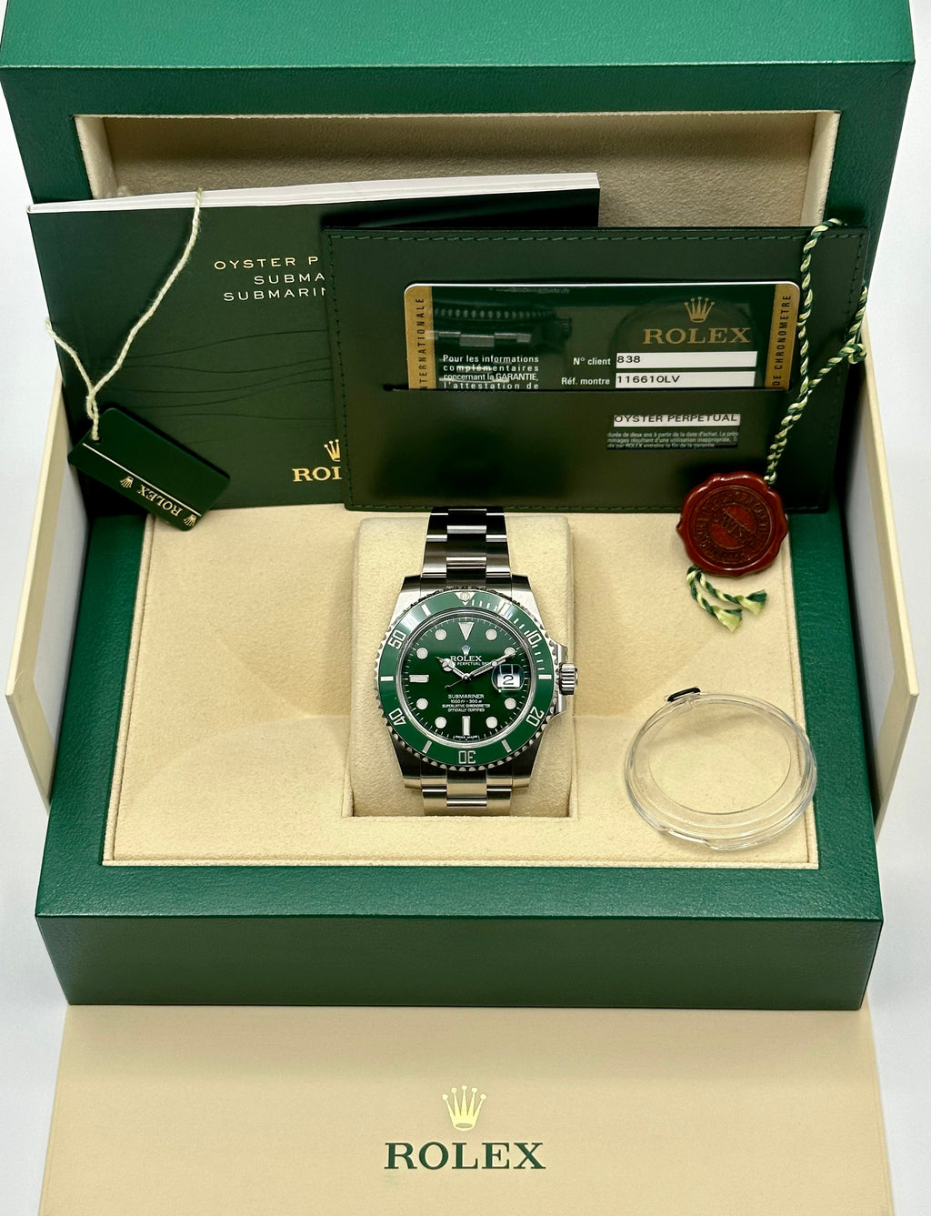 2015 Rolex Submariner "Hulk" 40mm 116610LV Green Dial