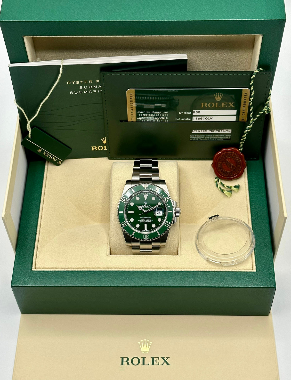 2015 Rolex Submariner "Hulk" 40mm 116610LV Green Dial