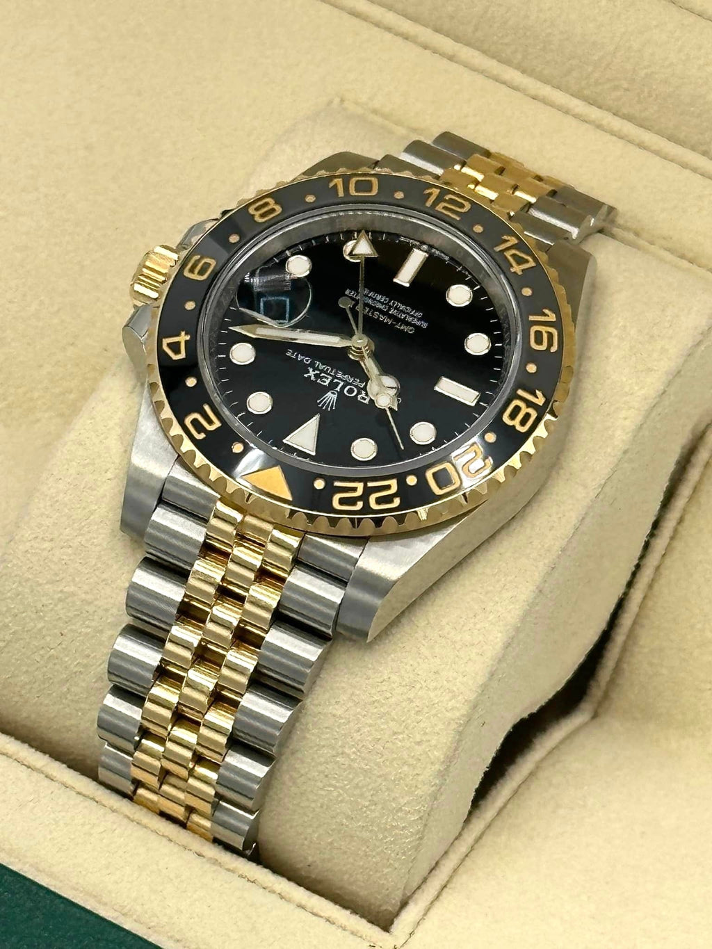 2023 Rolex GMT-Master II 40mm 126713GRNR Two-Tone Jubilee Black Dial