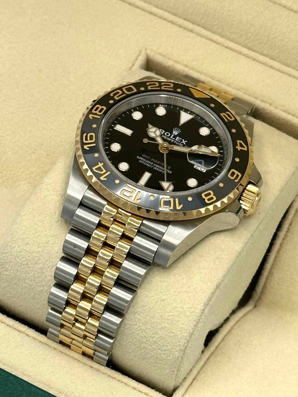 2023 Rolex GMT-Master II 40mm 126713GRNR Two-Tone Jubilee Black Dial