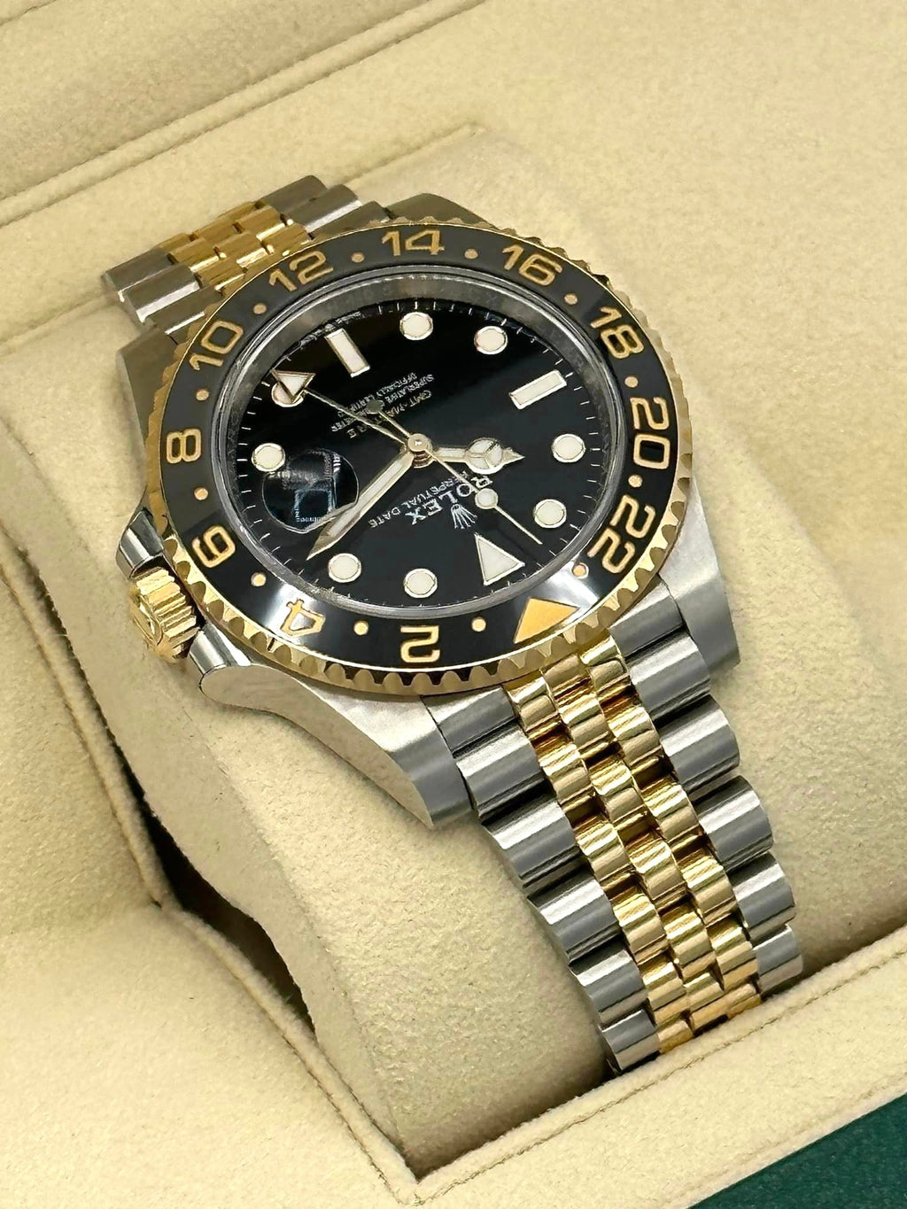 2023 Rolex GMT-Master II 40mm 126713GRNR Two-Tone Jubilee Black Dial