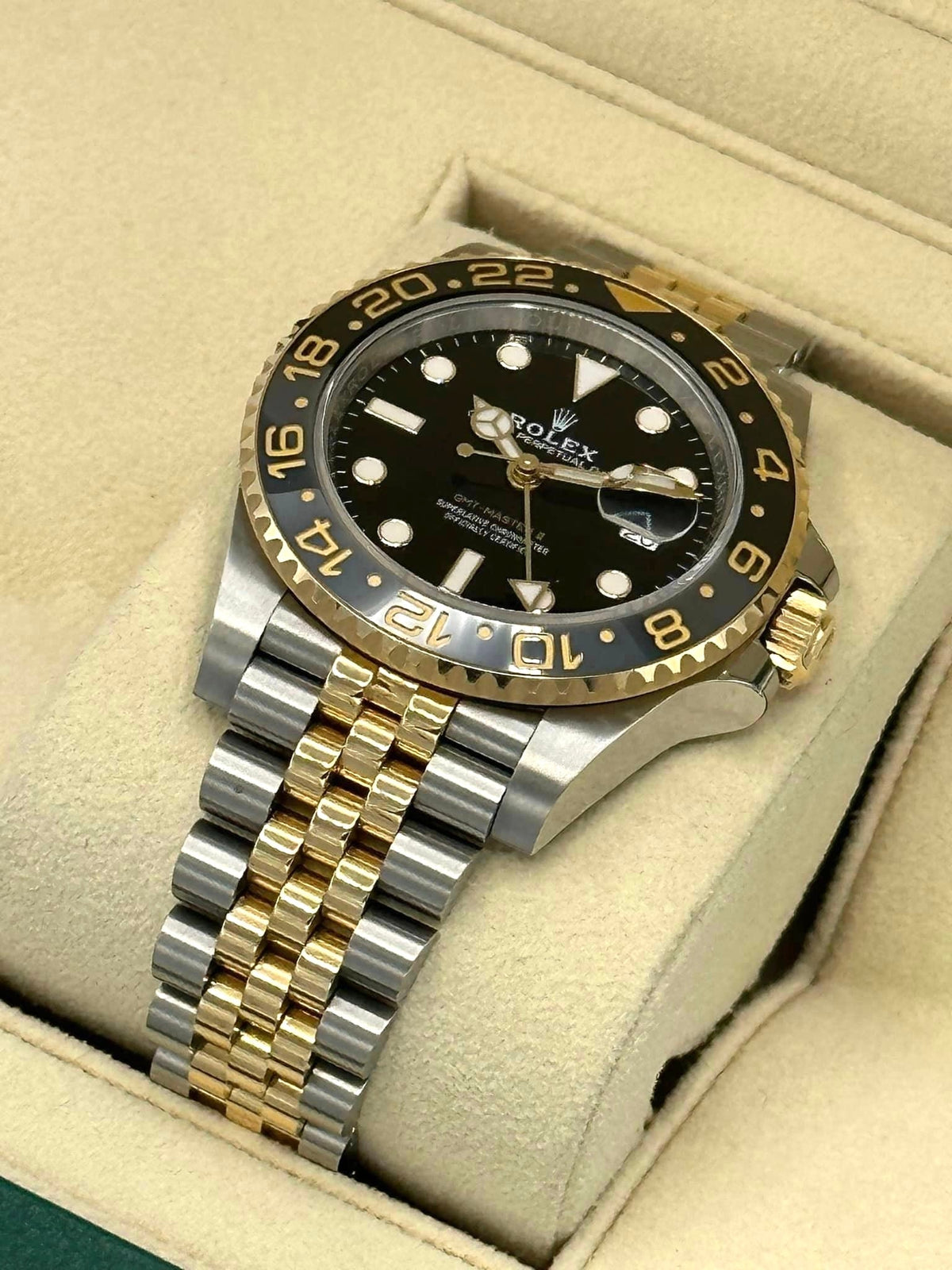 2023 Rolex GMT-Master II 40mm 126713GRNR Two-Tone Jubilee Black Dial