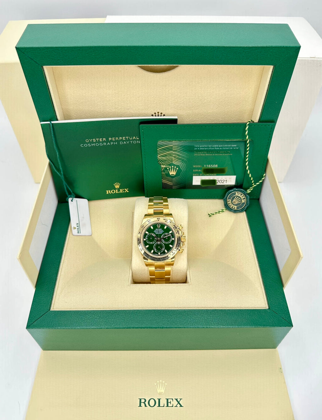 NEW 2021 Rolex Daytona "John Mayer" 40mm 116508 Yellow Gold Green Dial