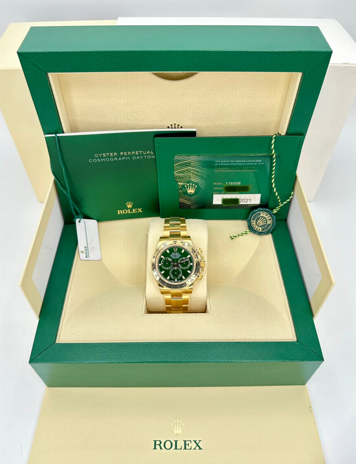 NEW 2021 Rolex Daytona "John Mayer" 40mm 116508 Yellow Gold Green Dial