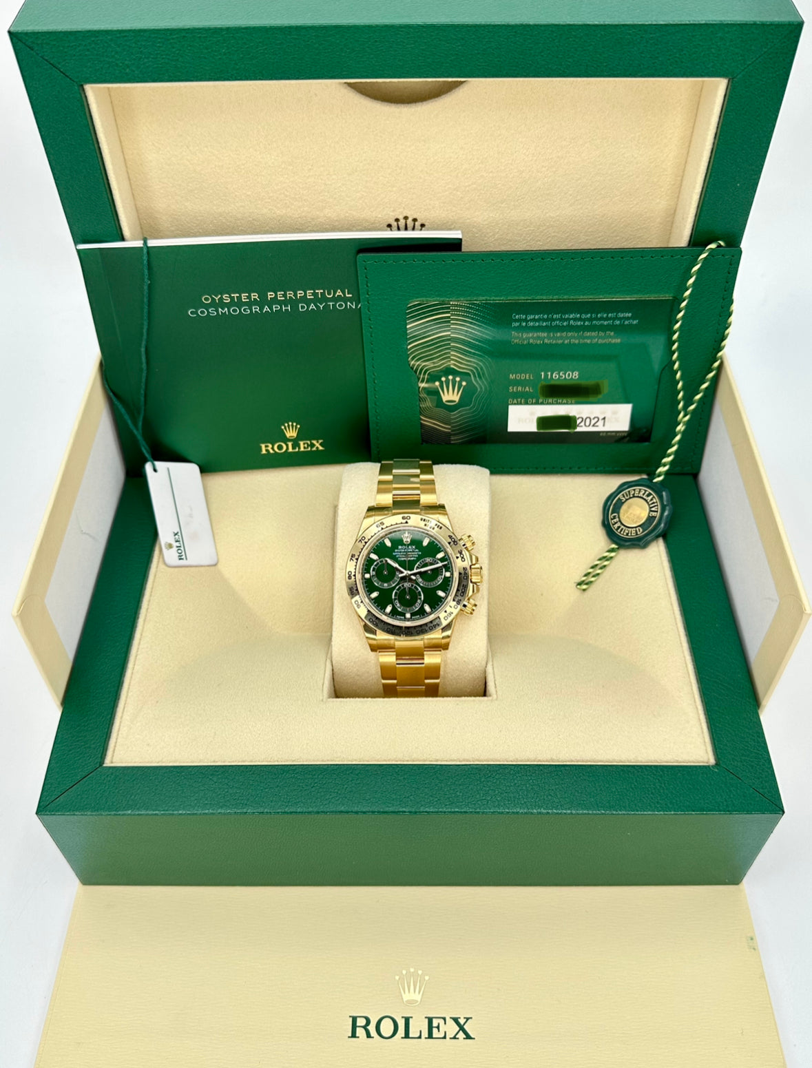 NEW 2021 Rolex Daytona "John Mayer" 40mm 116508 Yellow Gold Green Dial