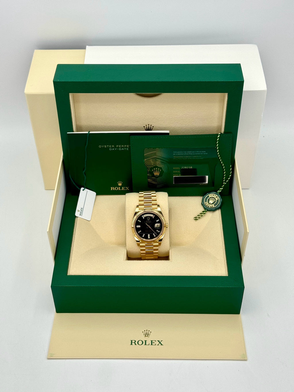 NEW 2025 Rolex Day-Date 40mm 228238 Black Onyx Diamond Dial