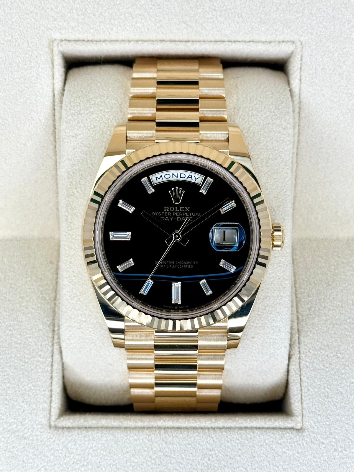 NEW 2025 Rolex Day-Date 40mm 228238 Black Onyx Diamond Dial