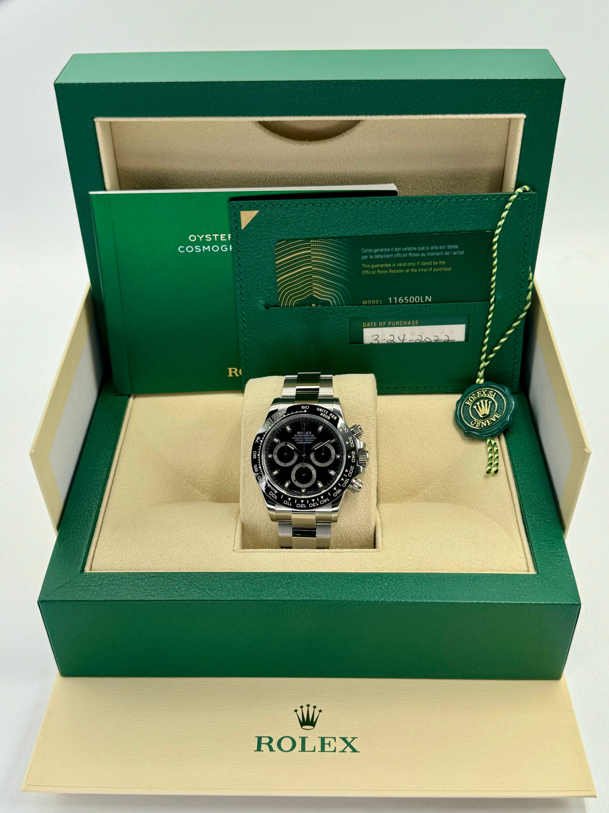 NEW 2022 Rolex Daytona 40mm 116500LN Stainless Steel Black Dial