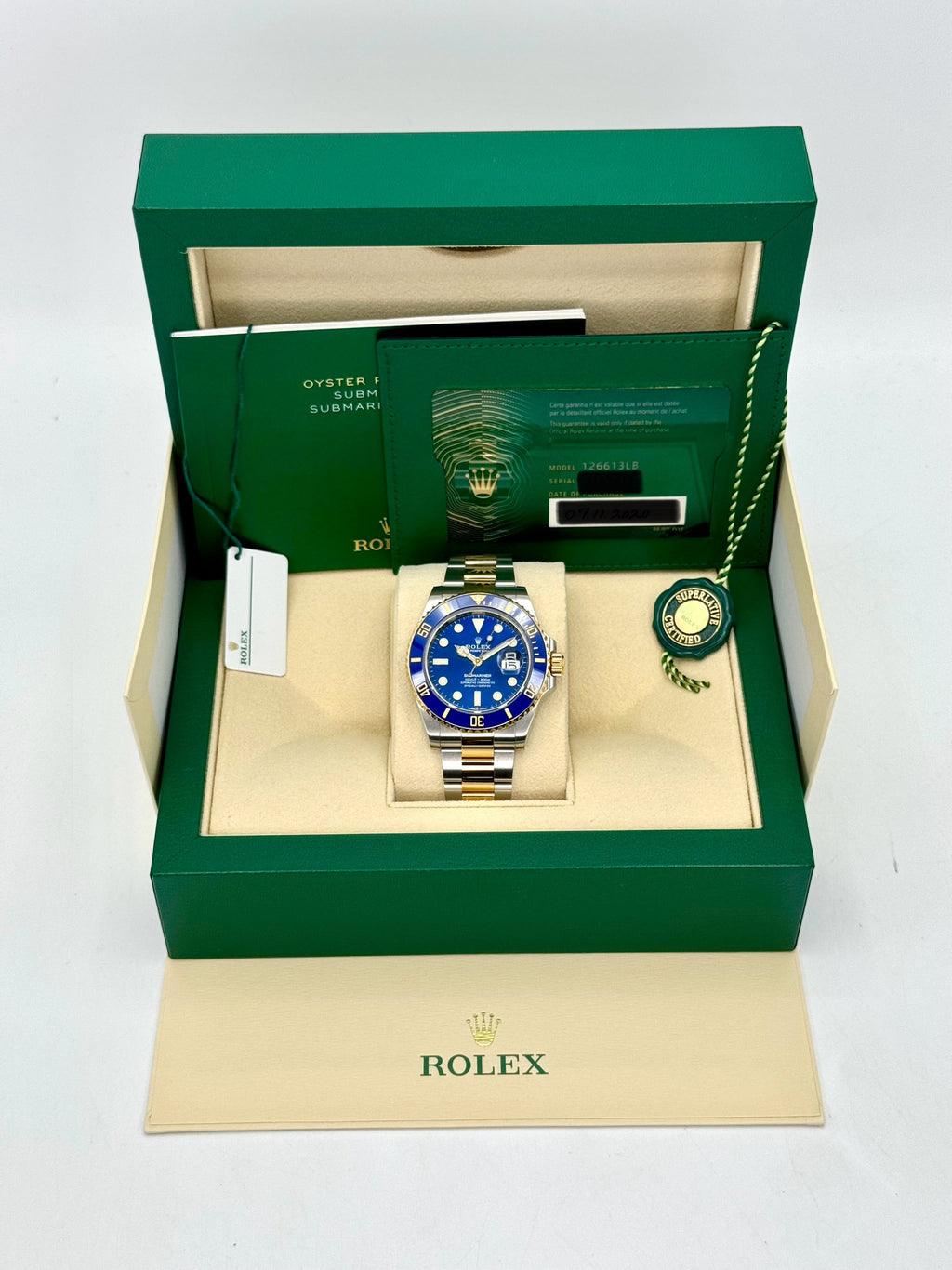 2020 Rolex Submariner "Bluesy" 41mm 126613LB Two-Tone Blue Dial