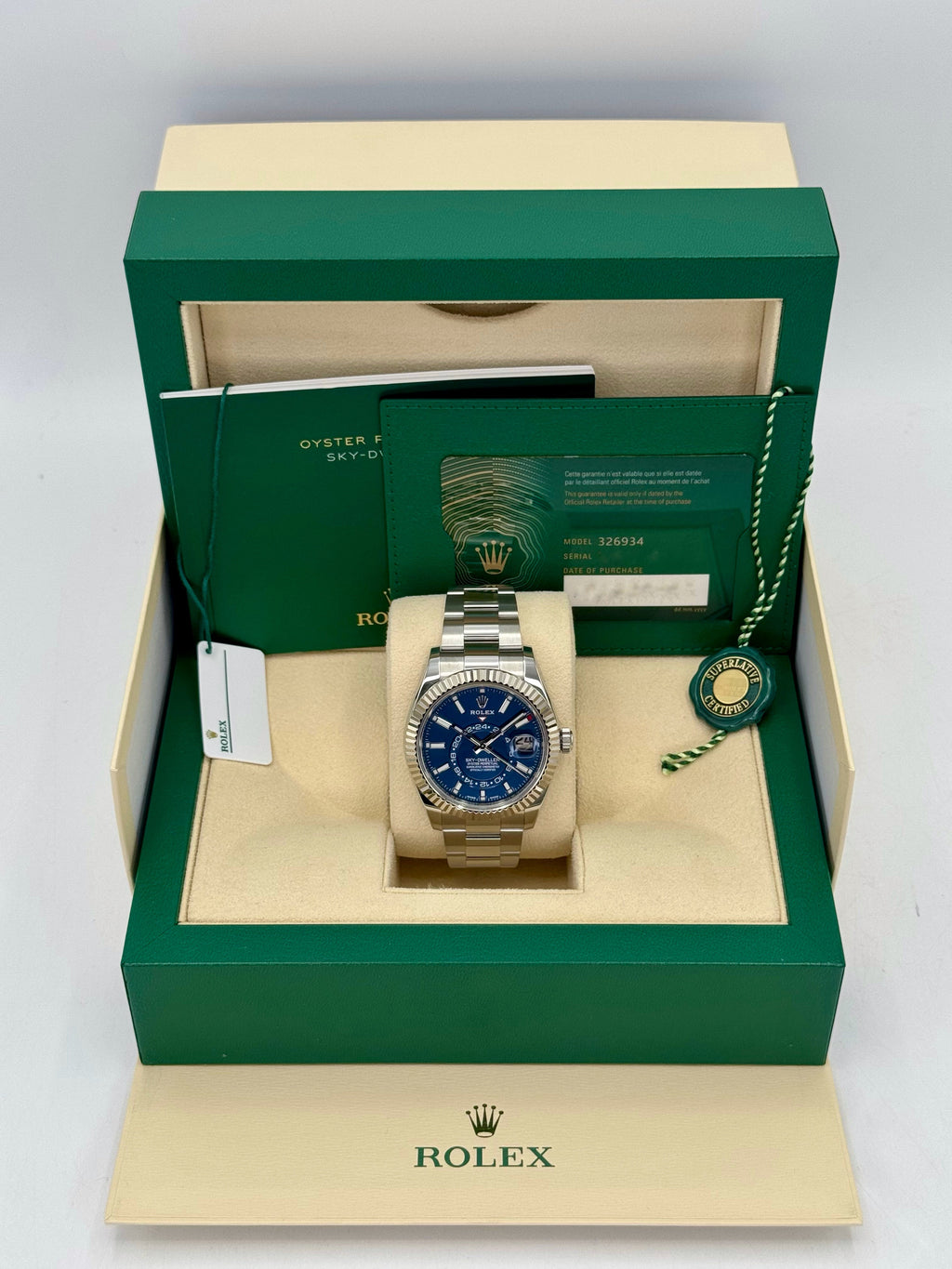 2022 Rolex Sky-Dweller 42mm 326934 Oyster Blue Dial