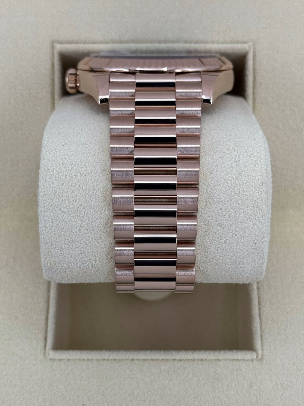 2022 Rolex Day-Date 40mm 228235 Rose Gold Olive Dial Arabic Calendar