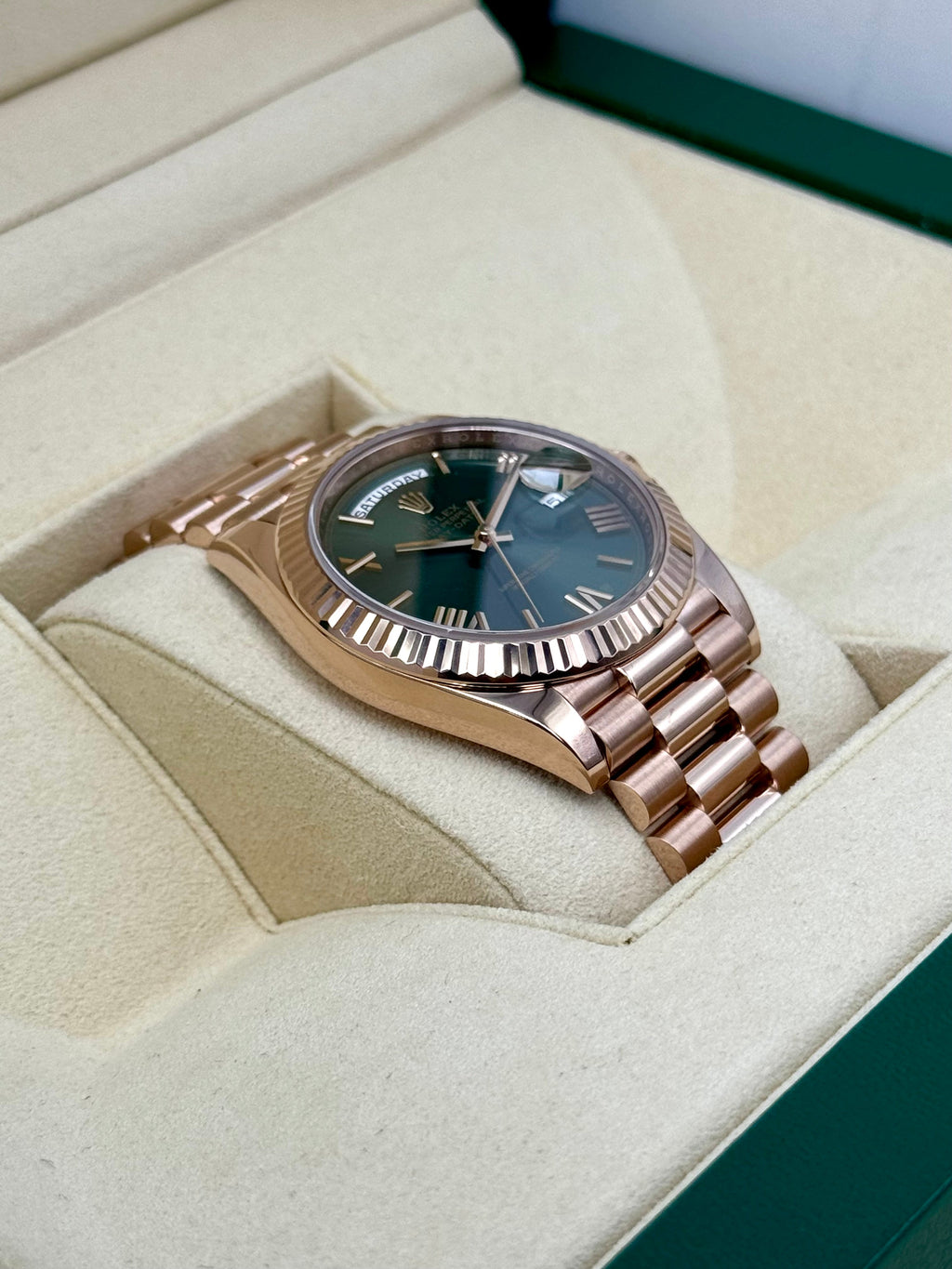 2019 Rolex Day-Date 40mm 228235 Presidential Rose Gold Olive Dial