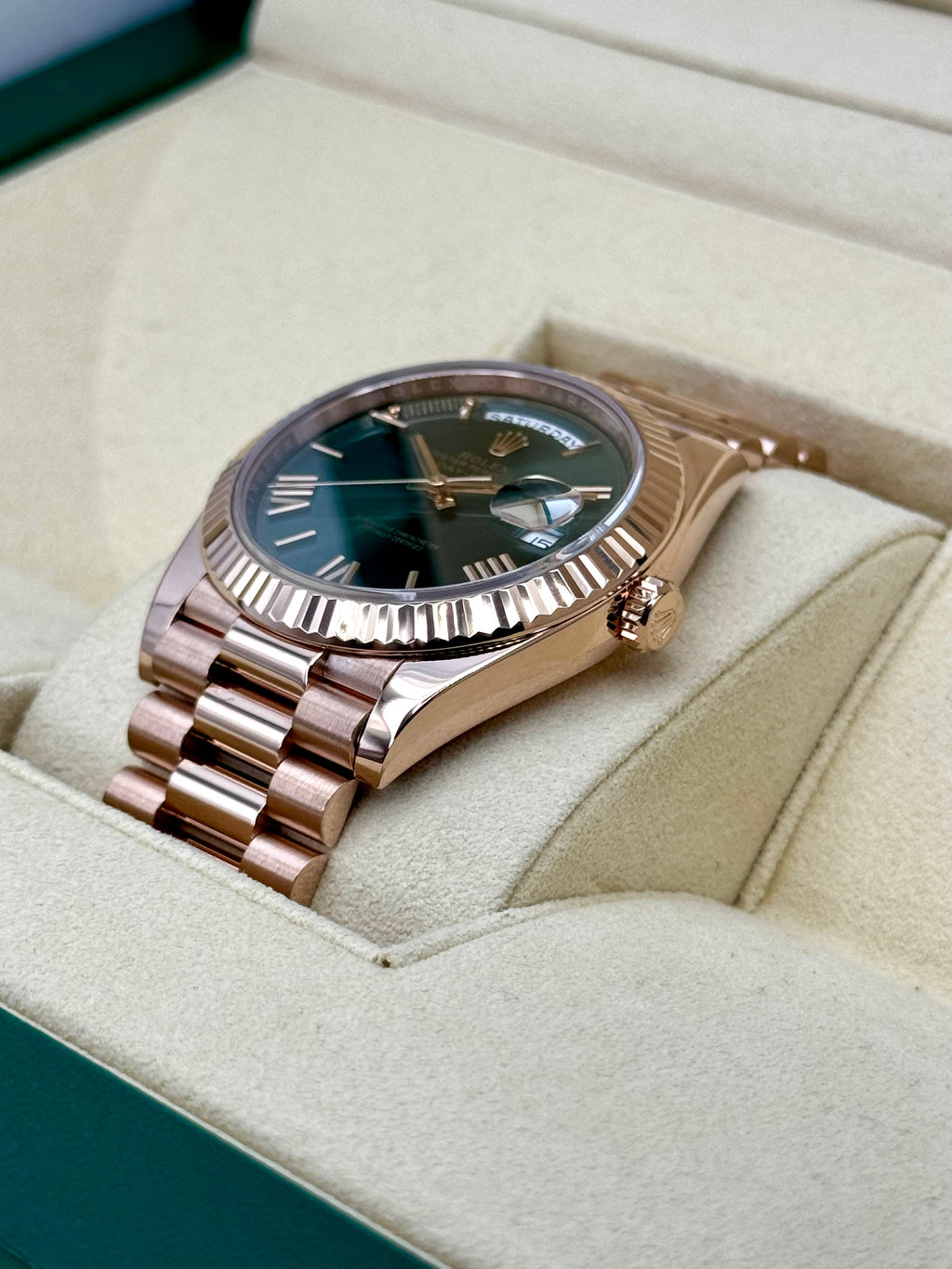 2019 Rolex Day-Date 40mm 228235 Presidential Rose Gold Olive Dial
