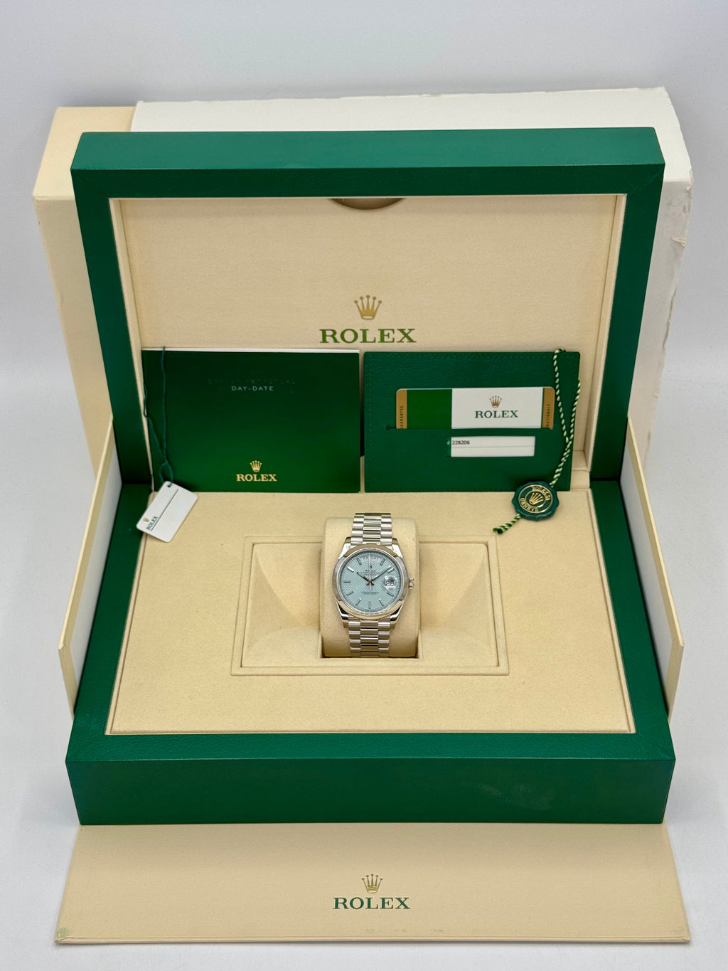 2018 Rolex Day-Date 40mm 228206 Platinum Blue Motif Dial