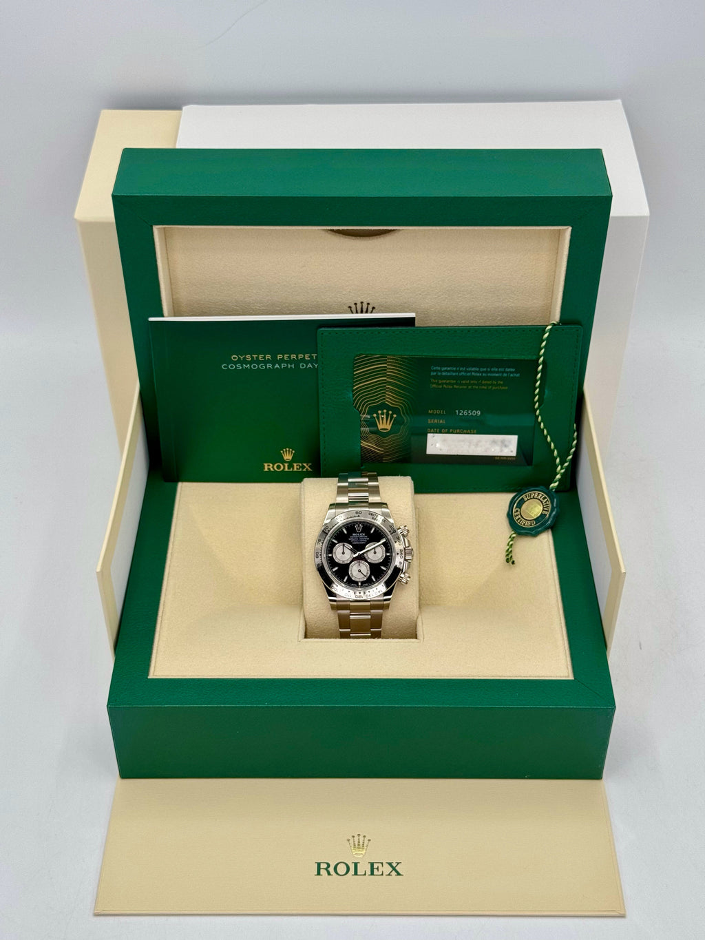 NEW 2024 Rolex Daytona 40mm 126509 White Gold Black Dial