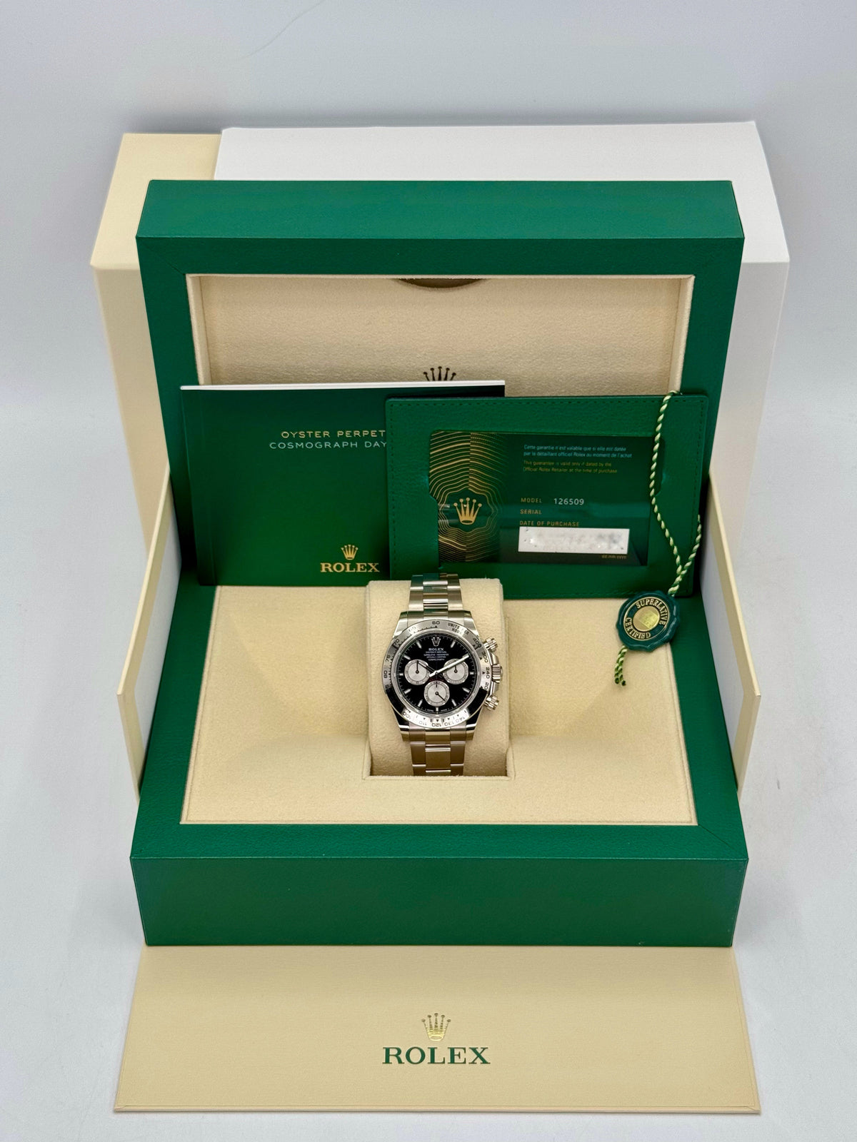 NEW 2024 Rolex Daytona 40mm 126509 White Gold Black Dial