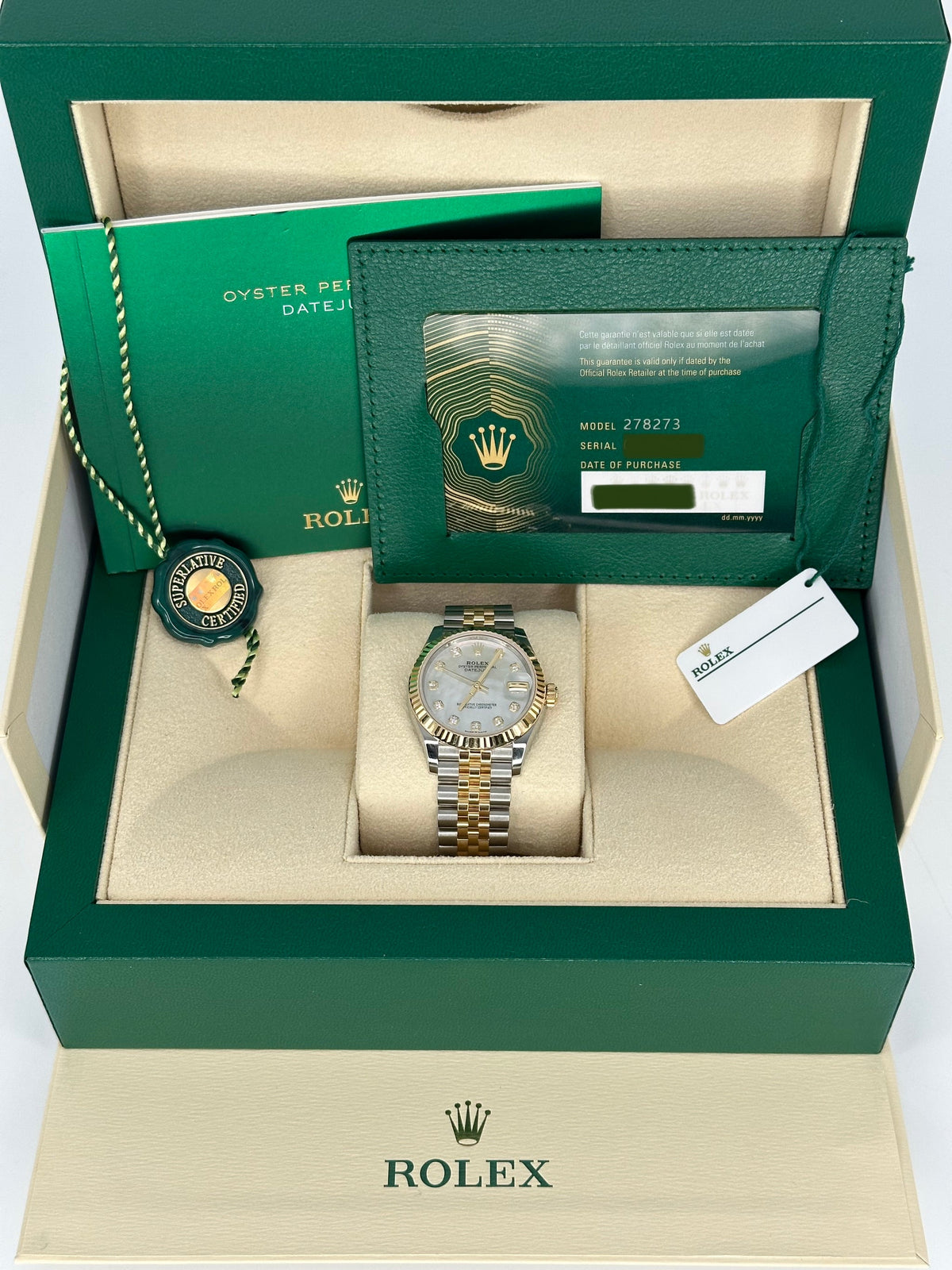 NEW 2023 Rolex Datejust 31mm 278273 Two-Tone Jubilee MOP Diamond Dial
