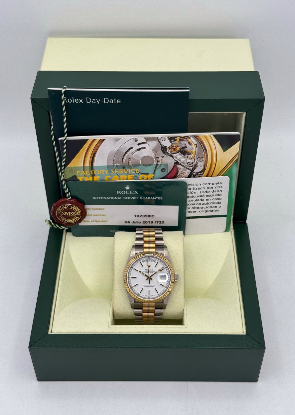 1995 Rolex Day-Date Tridor 36mm 18239BIC Jubilee White Dial