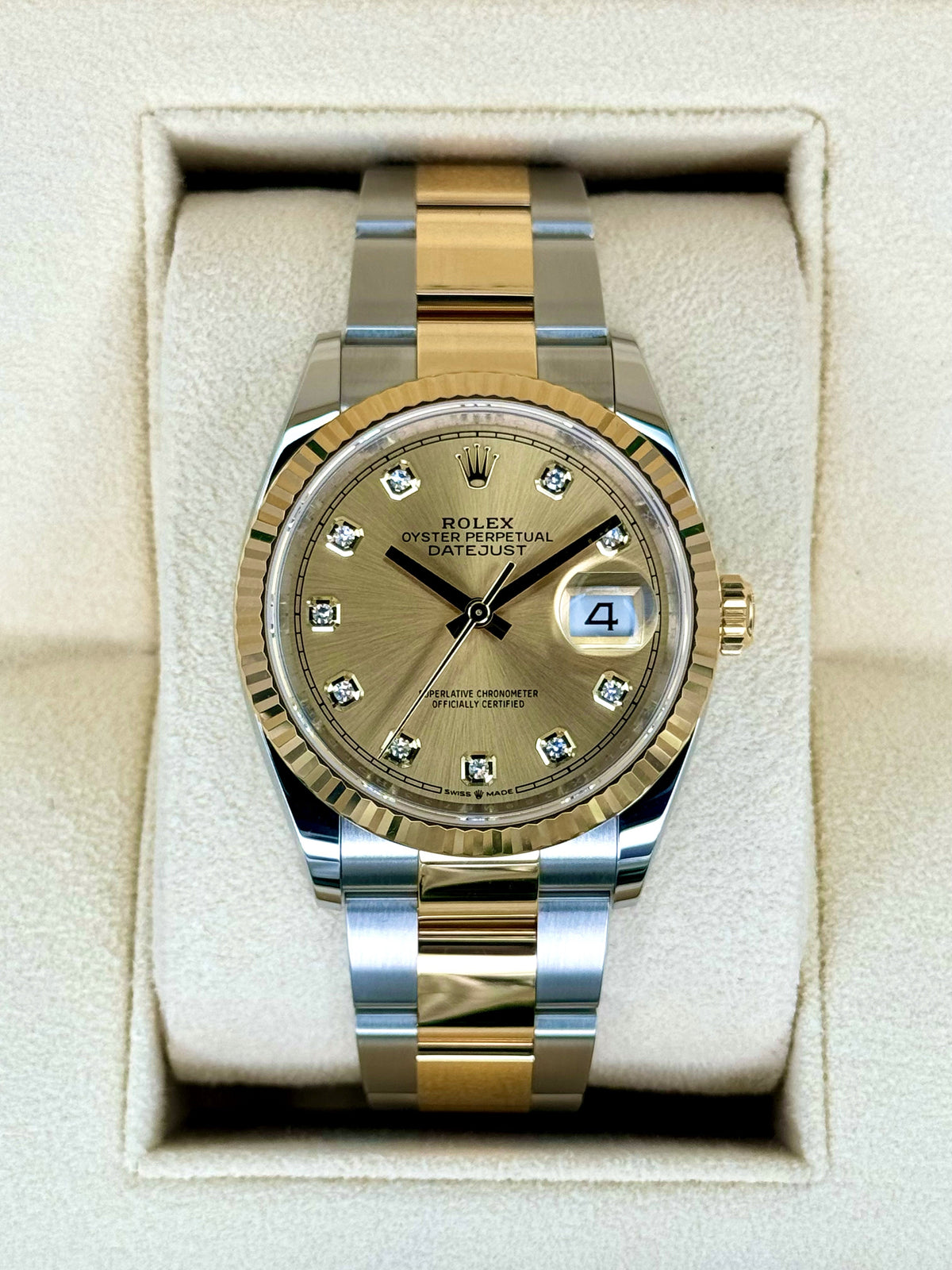 NEW 2024 Rolex Datejust 36mm 126233 Two-Tone Champagne Diamond Dial