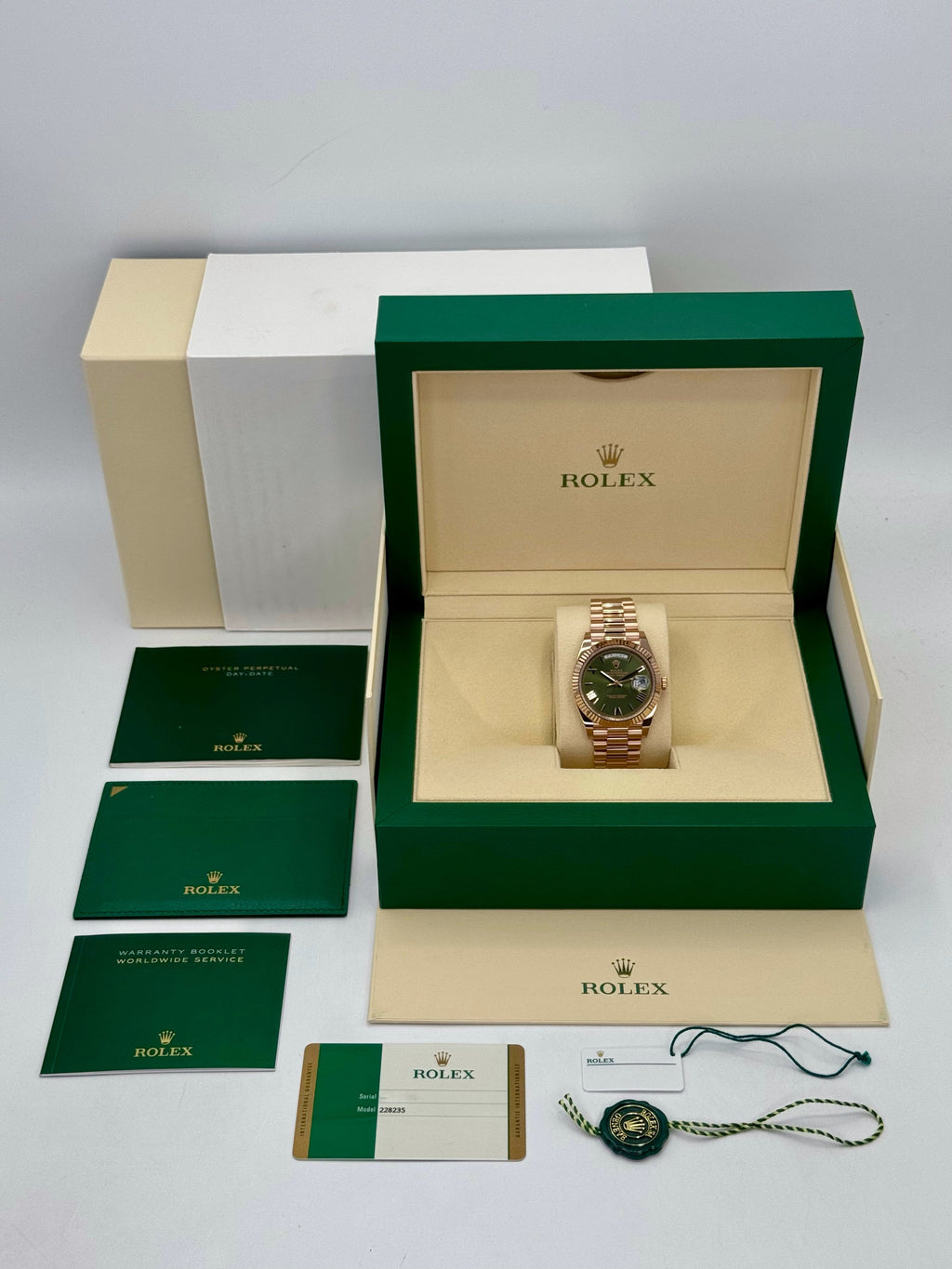 2017 Rolex Day-Date 40mm 228235 Presidential Rose Gold Olive Dial