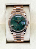 2022 Rolex Day-Date 40mm 228235 Presidential Rose Gold Olive Dial