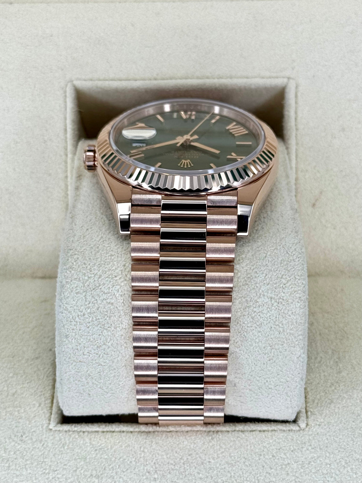 2022 Rolex Day-Date 40mm 228235 Presidential Rose Gold Olive Dial