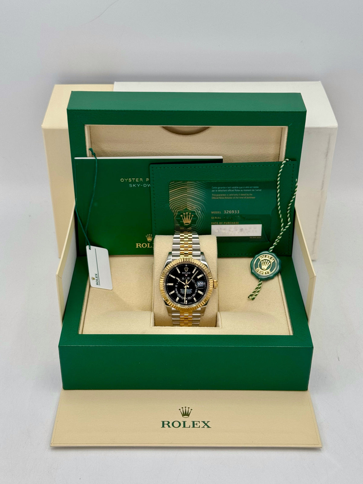 2022 Rolex Sky-Dweller 42mm 326933 Two-Tone Jubilee Black Dial
