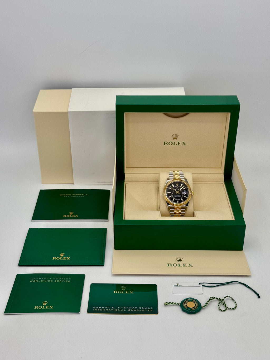 2022 Rolex Sky-Dweller 42mm 326933 Two-Tone Jubilee Black Dial