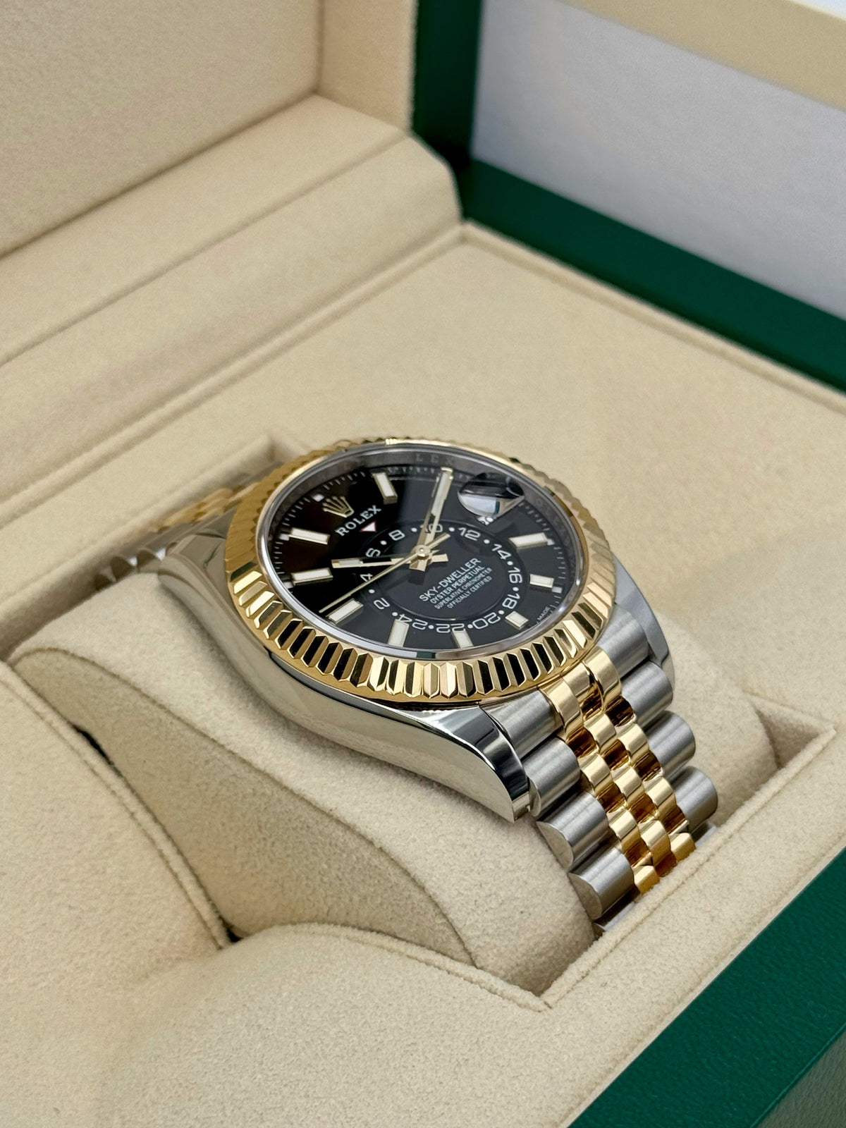 2022 Rolex Sky-Dweller 42mm 326933 Two-Tone Jubilee Black Dial