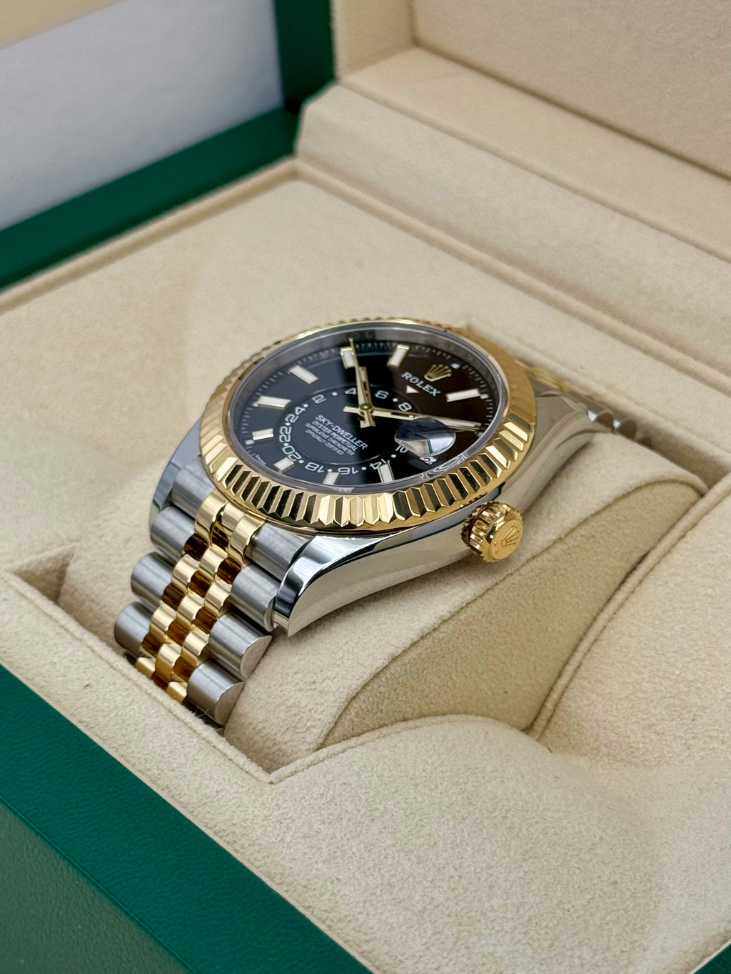 2022 Rolex Sky-Dweller 42mm 326933 Two-Tone Jubilee Black Dial