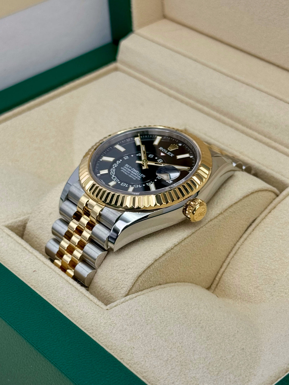2022 Rolex Sky-Dweller 42mm 326933 Two-Tone Jubilee Black Dial