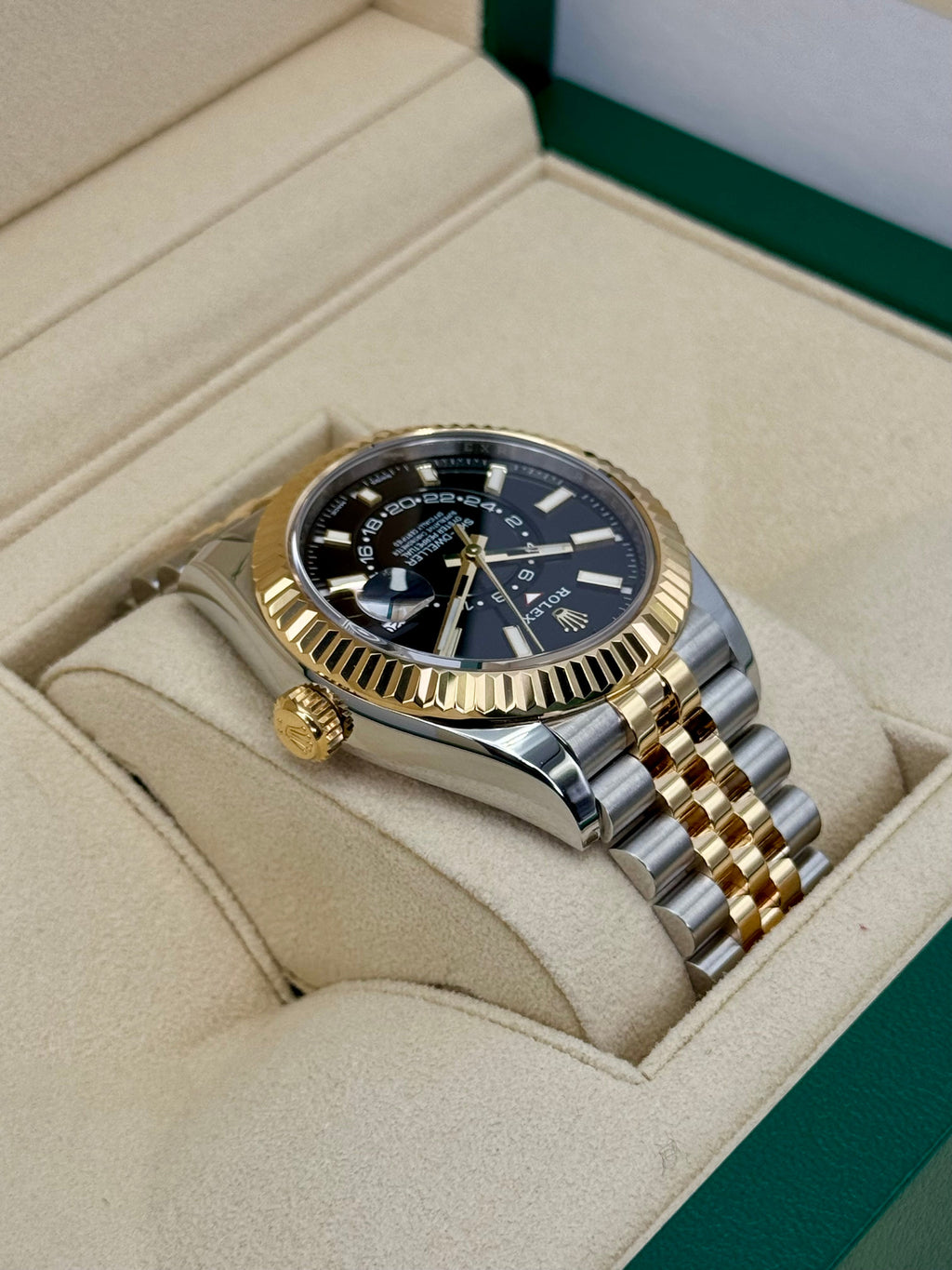 2022 Rolex Sky-Dweller 42mm 326933 Two-Tone Jubilee Black Dial