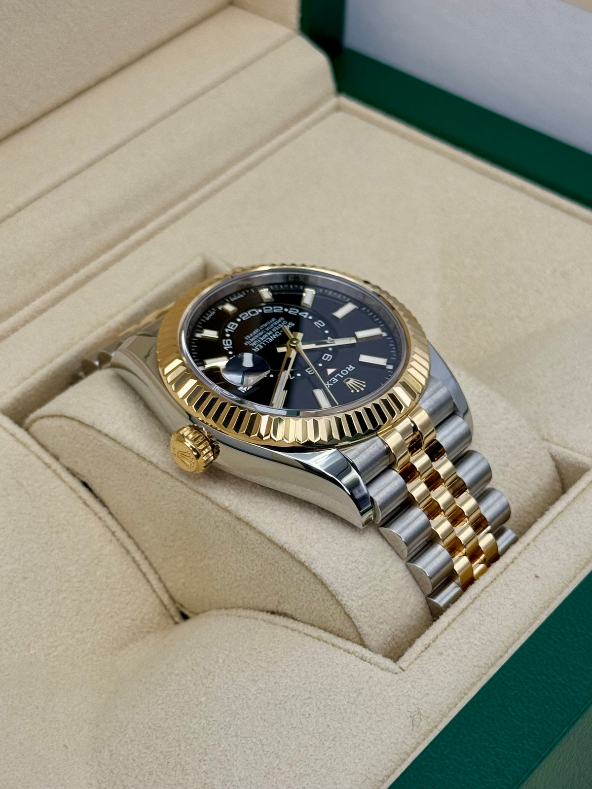 2022 Rolex Sky-Dweller 42mm 326933 Two-Tone Jubilee Black Dial