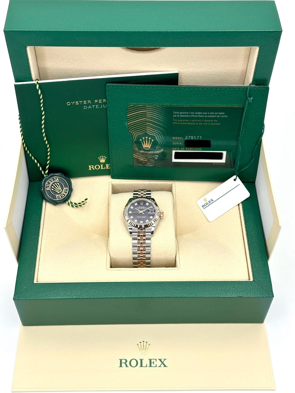 NEW 2025 Rolex Ladies Datejust 28mm 279171 Two-Tone Purple Diamond Dial