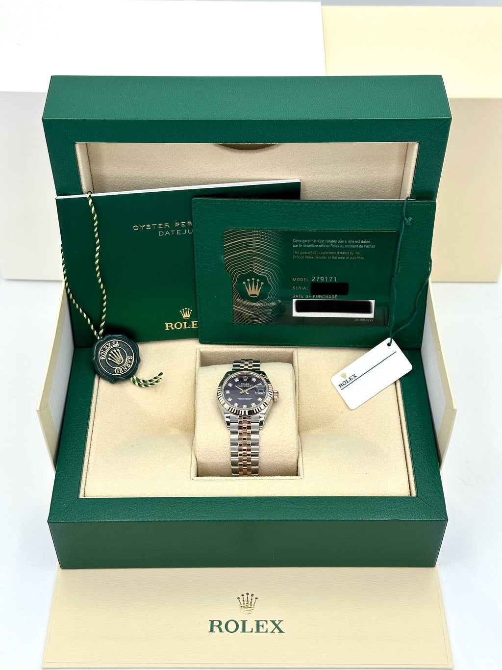 NEW 2025 Rolex Ladies Datejust 28mm 279171 Two-Tone Purple Diamond Dial