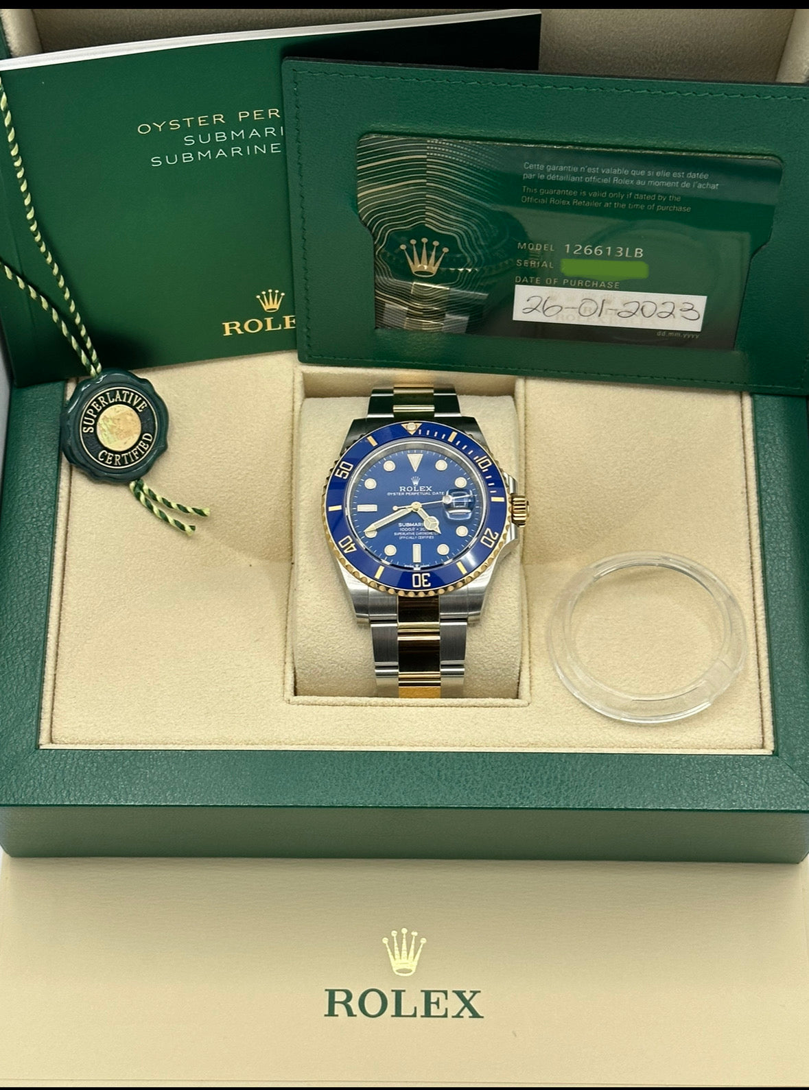 2023 Rolex Submariner "Bluesy" 41mm 126613LB Two-Tone Blue Dial