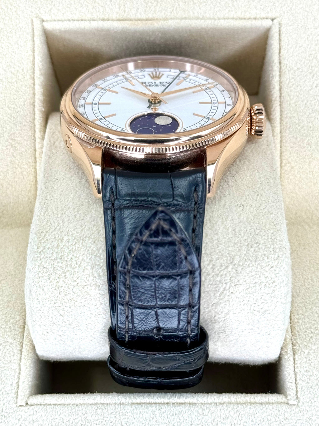 2020 Rolex Cellini Moonphase 39mm 50535 Rose Gold White Dial