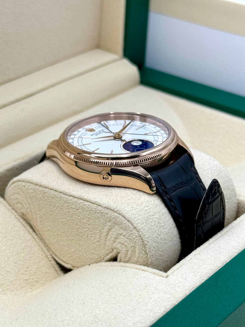 2020 Rolex Cellini Moonphase 39mm 50535 Rose Gold White Dial