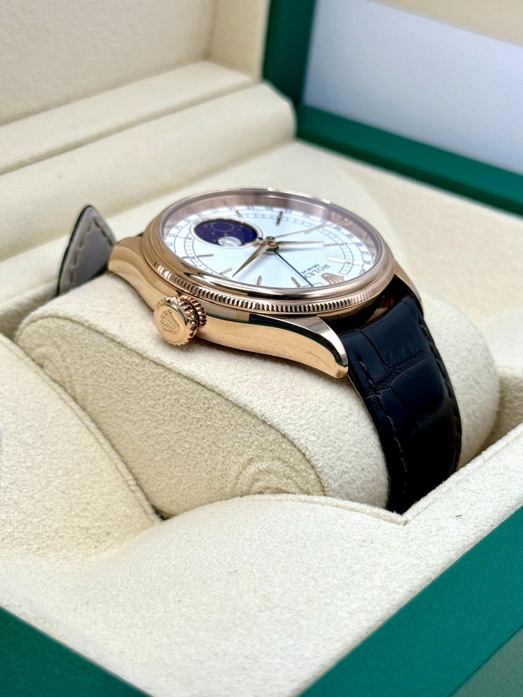 2020 Rolex Cellini Moonphase 39mm 50535 Rose Gold White Dial