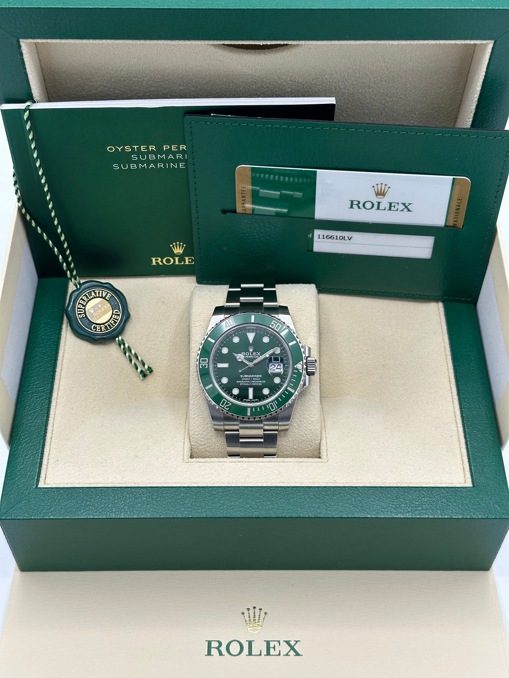 2019 Rolex Submariner "Hulk" 40mm 116610LV Green Dial