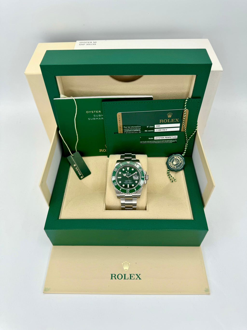 2015 Rolex Submariner "Hulk" 40mm 116610LV Green Dial