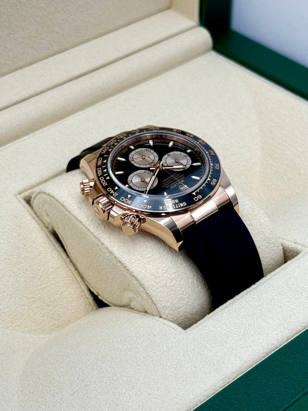 NEW 2025 Rolex Daytona 40mm 126515LN Rose Gold Oysterflex Black Dial