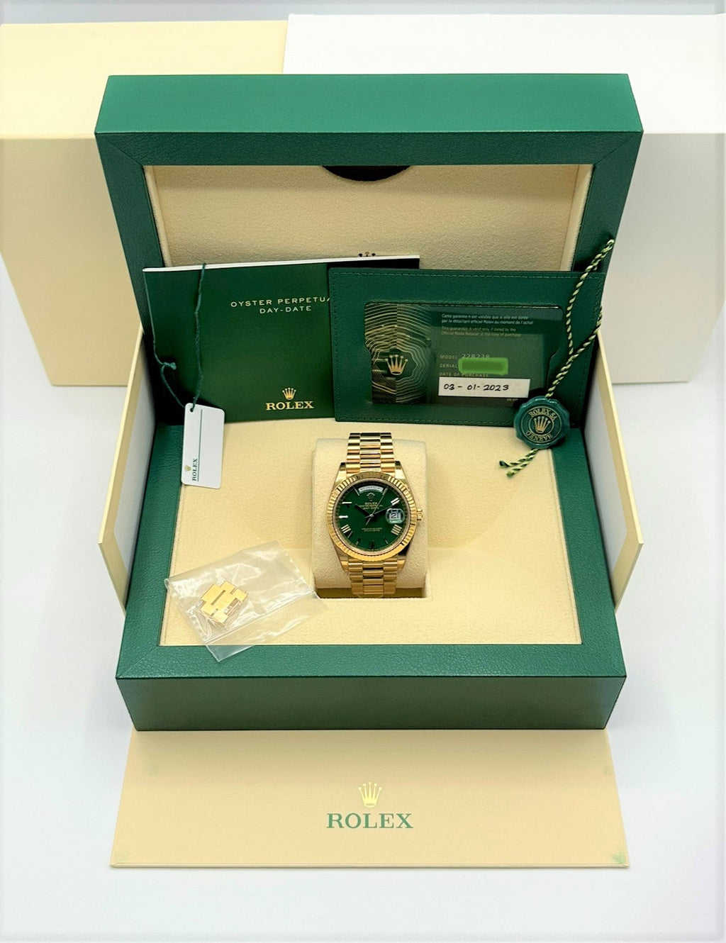 2023 Rolex Day-Date 40mm 228238 Presidential Green Dial