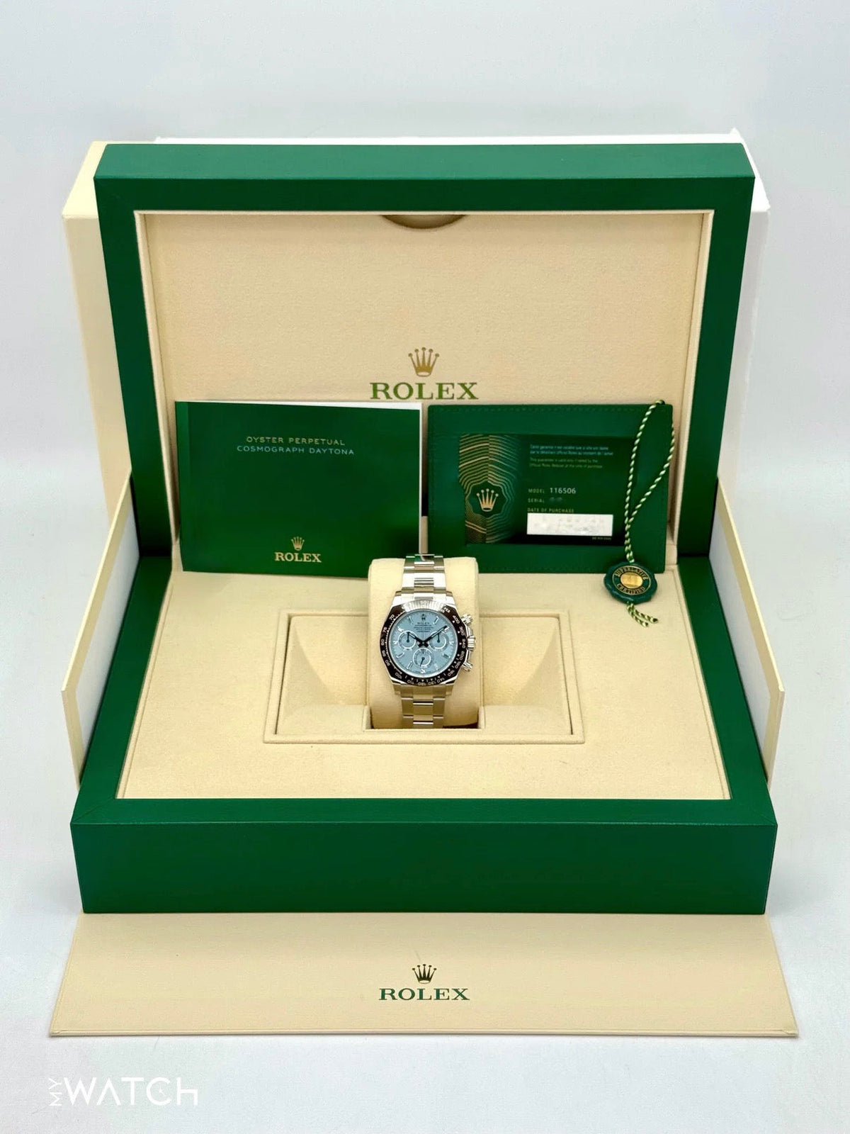2022 Rolex Daytona 40mm 116506 Platinum Ice Blue Diamond Baguette Dial