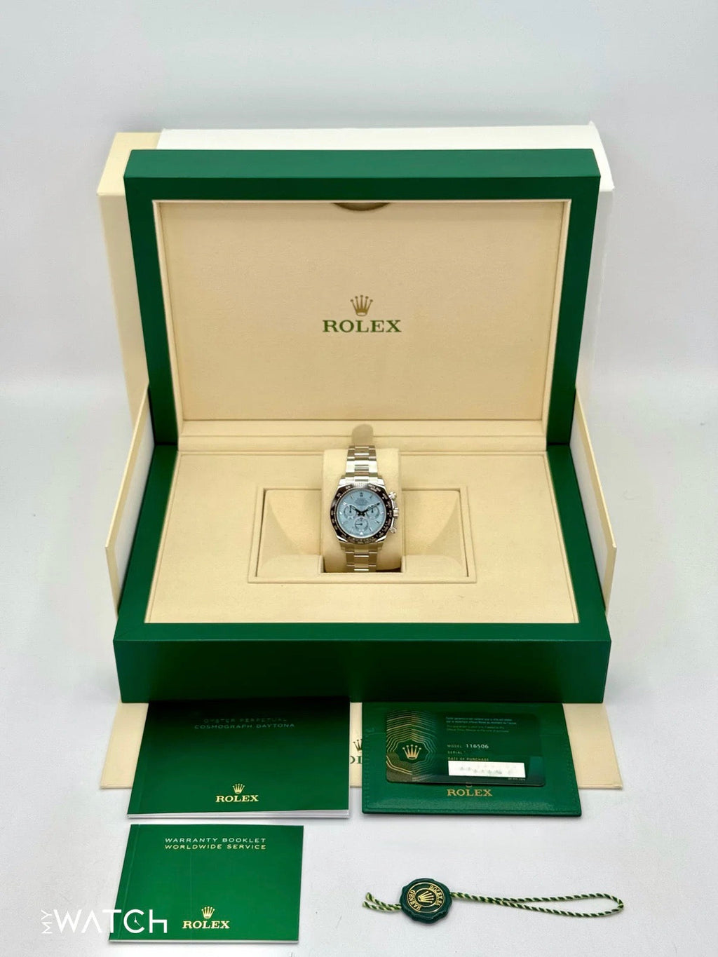 2022 Rolex Daytona 40mm 116506 Platinum Ice Blue Diamond Baguette Dial