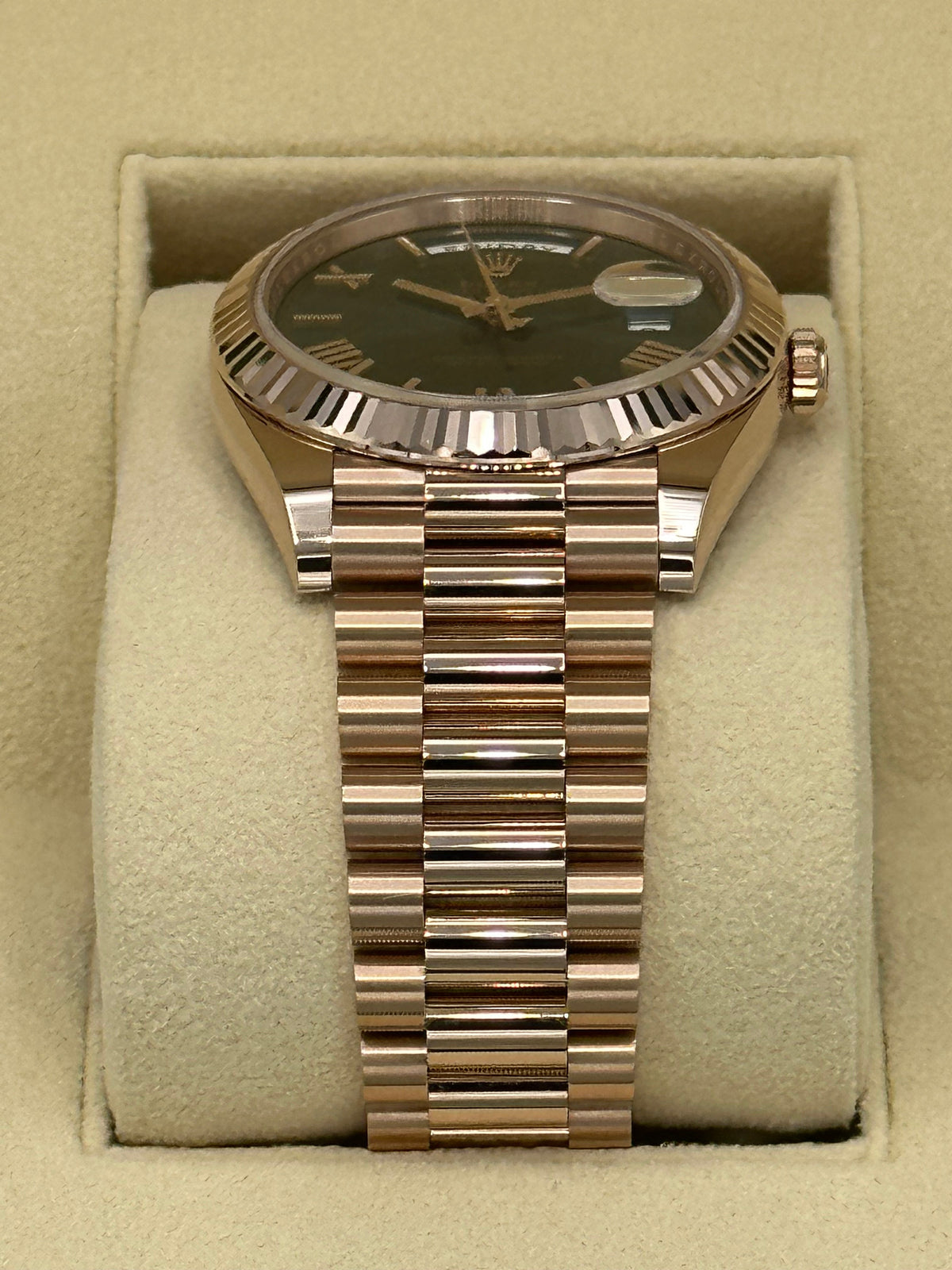 NEW 2023 Rolex Day-Date 40mm 228235 Presidential Rose Gold Olive Dial