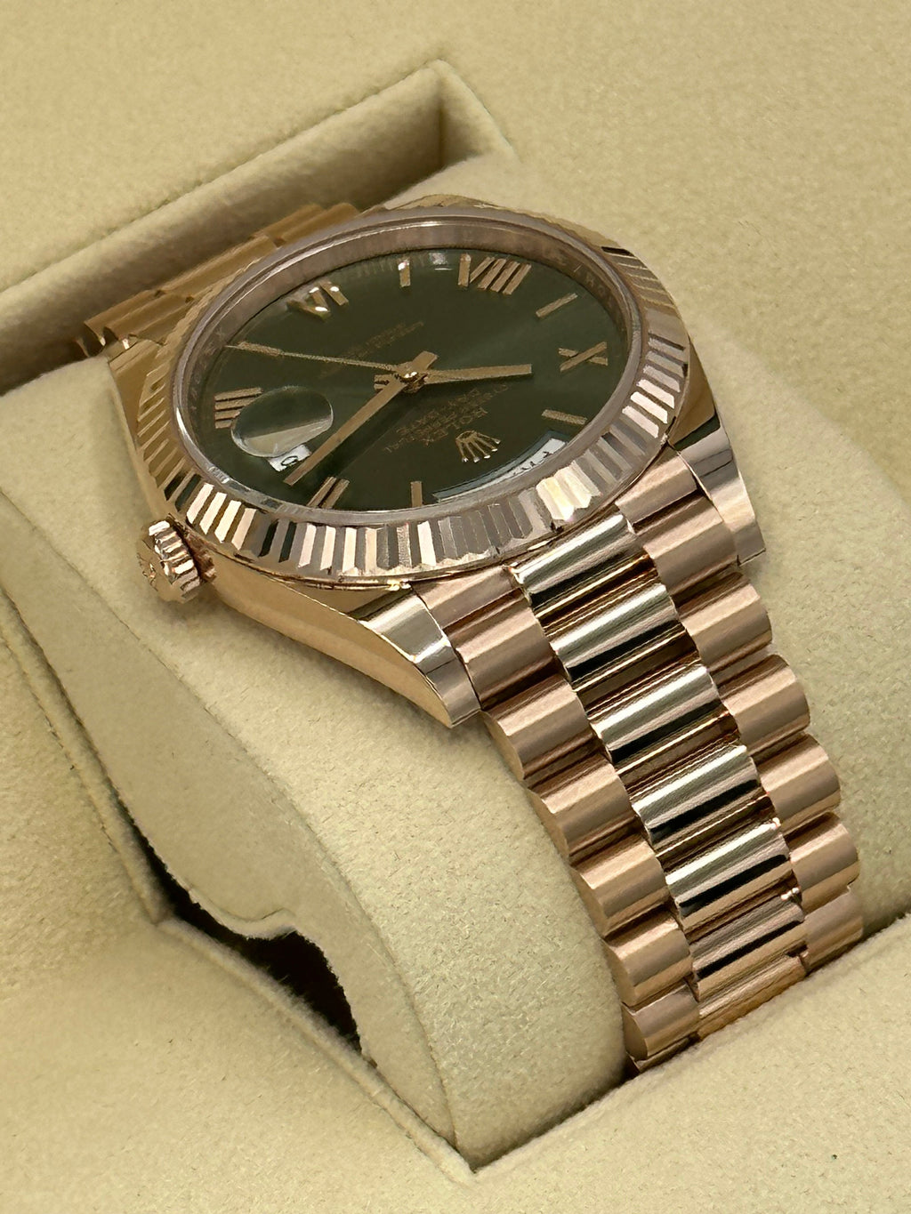 NEW 2023 Rolex Day-Date 40mm 228235 Presidential Rose Gold Olive Dial